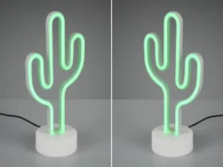 2er SET Deko LED Tischleuchte Kaktus Batterie- oder USB betrieben, Höhe 29cm