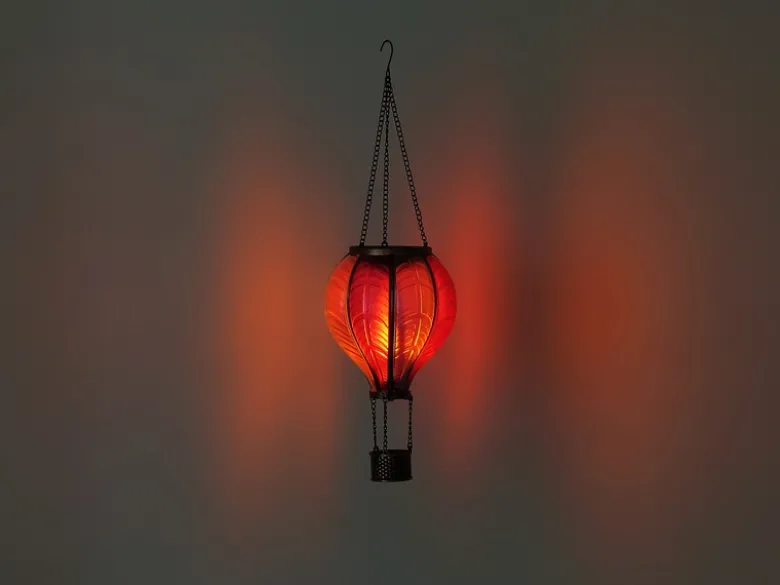 2er Set Deko Solarleuchte mit Heißluftballon in Pink & Rosa, Höhe 46,5cm