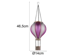 2er Set Deko Solarleuchte mit Heißluftballon in Pink & Rosa, Höhe 46,5cm