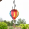 2er Set Deko Solarleuchten mit buntem Heißluftballon aus Kunststoff, Höhe 46,5cm