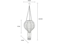 2er Set Deko Solarleuchten mit buntem Heißluftballon aus Kunststoff, Höhe 46,5cm