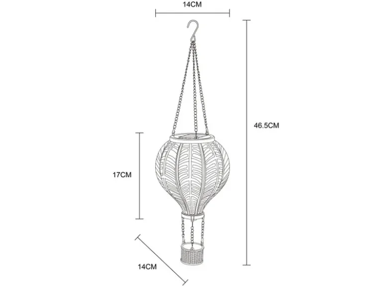 2er Set Deko Solarleuchten mit buntem Heißluftballon aus Kunststoff, Höhe 46,5cm