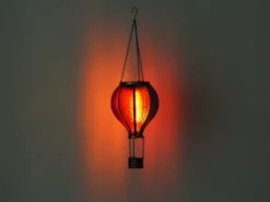2er Set Deko Solarleuchten mit buntem Heißluftballon aus Kunststoff, Höhe 46,5cm