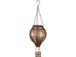 2er Set Deko Solarleuchten mit Heißluftballon Metall Kupfer innen Gold, H: 46cm