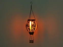 2er Set Deko Solarleuchten mit Heißluftballon Metall Kupfer innen Gold, H: 46cm