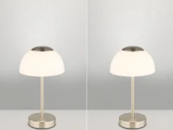 2er Set Dimmbare Akku Tischleuchten per USB aufladbar, Silber, Höhe 31cm