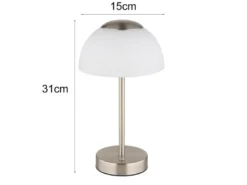 2er Set Dimmbare Akku Tischleuchten per USB aufladbar, Silber, Höhe 31cm