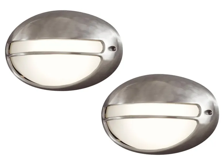 2er Set dimmbare Außenwandleuchte TORINO oval, Aluminium / Acrylglas opal