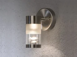 2er Set dimmbare Außenwandleuchten BOLZANO Edelstahl, Fassadenbeleuchtung modern