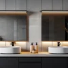 2er SET dimmbare LED Bad Spiegelleuchten schwenkbar, Schwarz Breite 80cm