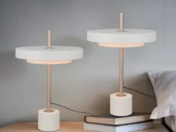 2er SET dimmbare LED Tischlampen im modernen Design, Hellgrau, Höhe 45,5cm