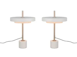 2er SET dimmbare LED Tischlampen im modernen Design, Hellgrau, Höhe 45,5cm