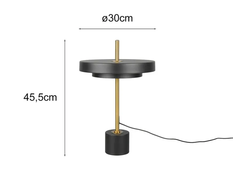 2er SET dimmbare LED Tischlampen im modernen Design, Schwarz Gold, Höhe 45,5cm