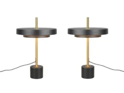 2er SET dimmbare LED Tischlampen im modernen Design, Schwarz Gold, Höhe 45,5cm