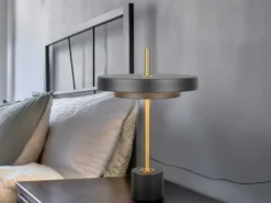 2er SET dimmbare LED Tischlampen im modernen Design, Schwarz Gold, Höhe 45,5cm