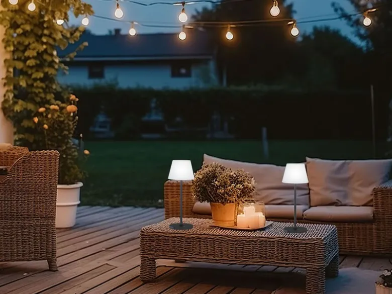2er SET dimmbare Outdoor Akku Tischlampen ohne Stromkabel - Höhe 38cm