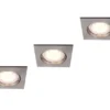 3er Set eckige Einbauleuchten PITTSBURGH mit GU10 LED, Breite 8cm