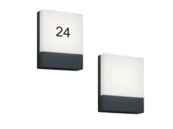 2-er Set eckige LED Außenwandleuchten / Hausnummernleuchten, Anthrazit