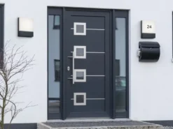 2-er Set eckige LED Außenwandleuchten / Hausnummernleuchten, Anthrazit