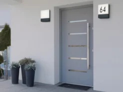 2-er Set eckige LED Außenwandleuchten / Hausnummernleuchten, Anthrazit