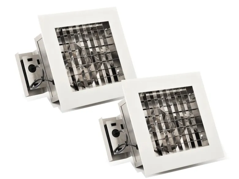 2er-Set elegante Deckeneinbauleuchten Aluminium weiß lackiert E27, 27 x 27 cm
