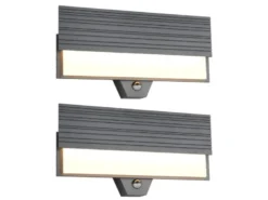 2er Set flache LED Außenwandleuchten mit Bewegungsmelder Anthrazit, Breite 40cm