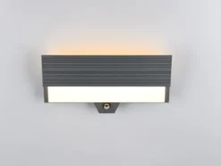 2er Set flache LED Außenwandleuchten mit Bewegungsmelder Anthrazit, Breite 40cm