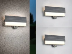 2er Set flache LED Außenwandleuchten mit Bewegungsmelder Anthrazit, Breite 40cm