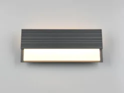 2er Set flache LED Außenwandleuchten aus Aluminium in Anthrazit, Breite 40cm