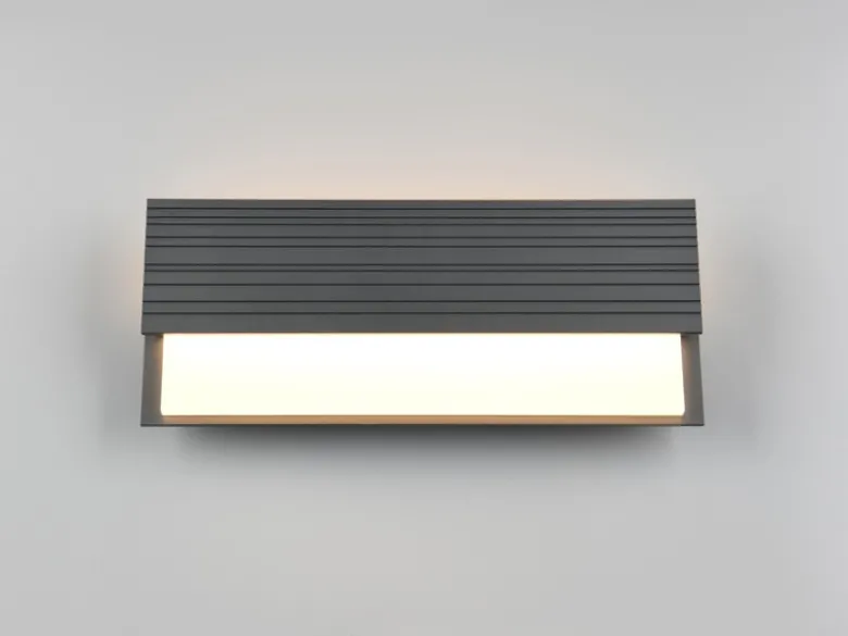 2er Set flache LED Außenwandleuchten aus Aluminium in Anthrazit, Breite 40cm