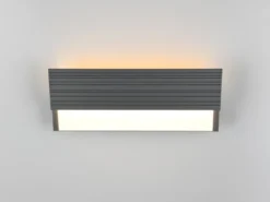 2er Set flache LED Außenwandleuchten aus Aluminium in Anthrazit, Breite 40cm