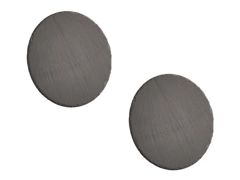 2er SET flache LED Innen Wandleuchten aus Naturschiefer, Ø 20cm