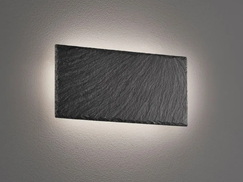 2er SET flache LED Innen Wandleuchten aus Naturschiefer, Breite 25cm