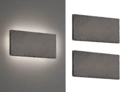 2er SET flache LED Innen Wandleuchten aus Naturschiefer, Breite 25cm