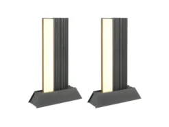 2er Set flache LED Sockelleuchten aus Aluminium in Anthrazit, Höhe 50cm
