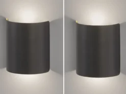 2er SET flache LED Updown Wandlampen Schwarz / innen Gold, Höhe 15cm