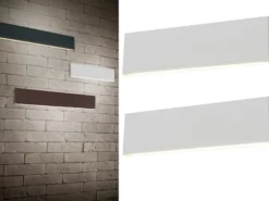 2er Set Flache LED Wandleuchten Up & Down Weiß - 3 Stufen Dimmer, Breite 28cm
