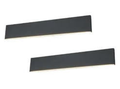 2er Set Flache LED Wandleuchten Up & Down Anthrazit 3 Stufen Dimmer, Breite 47cm