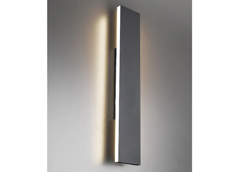 2er Set Flache LED Wandleuchten Up & Down Anthrazit 3 Stufen Dimmer, Breite 47cm