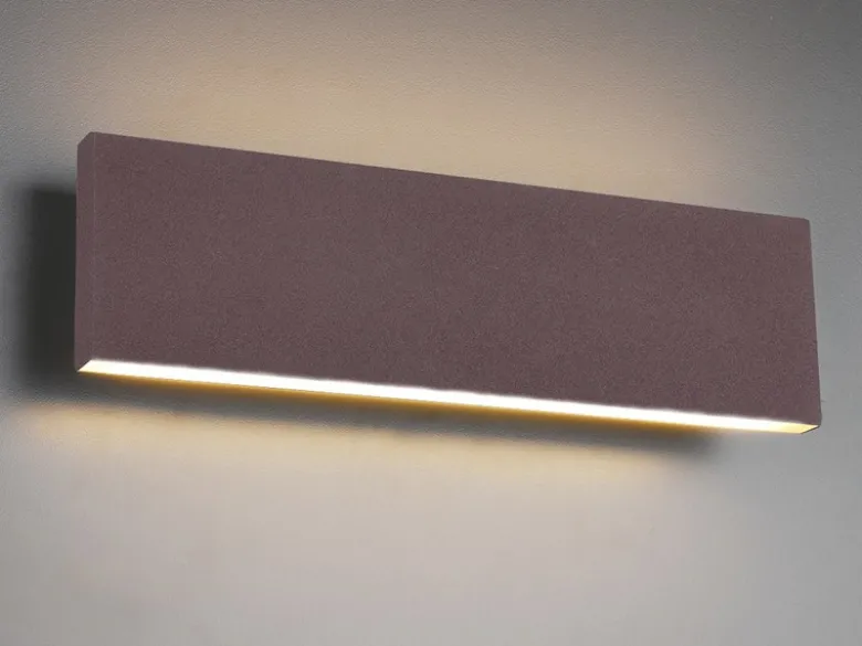 2er Set Flache LED Wandleuchten Up & Down Rostoptik - 3 Stufen Dimmer, B: 28cm