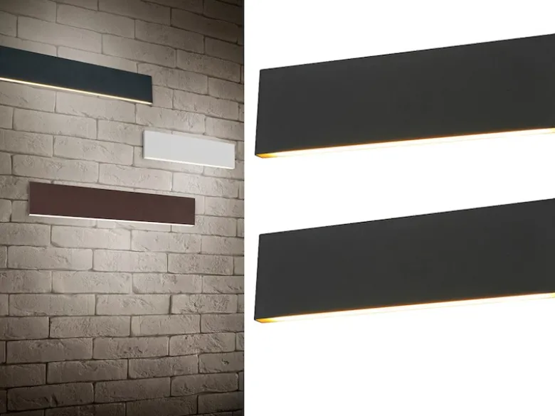 2er Set Flache LED Wandleuchten Up & Down Anthrazit 3 Stufen Dimmer, Breite 28cm