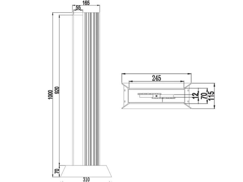 2er Set flache LED Wegeleuchten aus Aluminium in Anthrazit, Höhe 100cm
