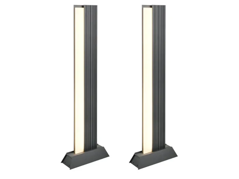 2er Set flache LED Wegeleuchten aus Aluminium in Anthrazit, Höhe 100cm
