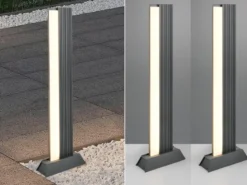 2er Set flache LED Wegeleuchten aus Aluminium in Anthrazit, Höhe 100cm