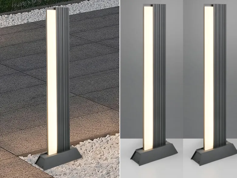 2er Set flache LED Wegeleuchten aus Aluminium in Anthrazit, Höhe 100cm