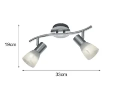 2er SET 2-flammige Deckenstrahler Silber, Glasschirme schwenkbar Breite 33cm