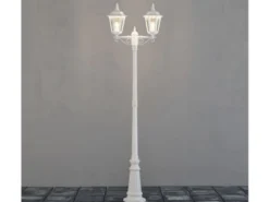 2er-Set 2-flammige Gartenlaterne FIRENZE, E27, Aluminium weiß, inkl. Pfahl
