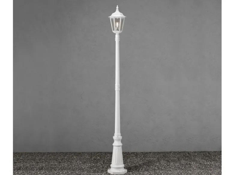 2er-Set Gartenlaterne FIRENZE, E27, Aluminium weiß, inkl. Pfahl und Fundament