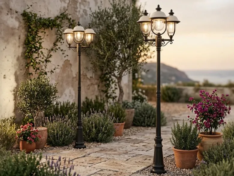 2er-Set Gartenlaterne PARMA, Edelstahl Lampendach, 3 x E27, IP43