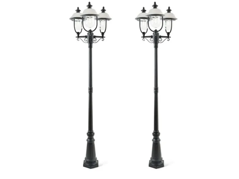 2er-Set Gartenlaterne PARMA, Edelstahl Lampendach, 3 x E27, IP43